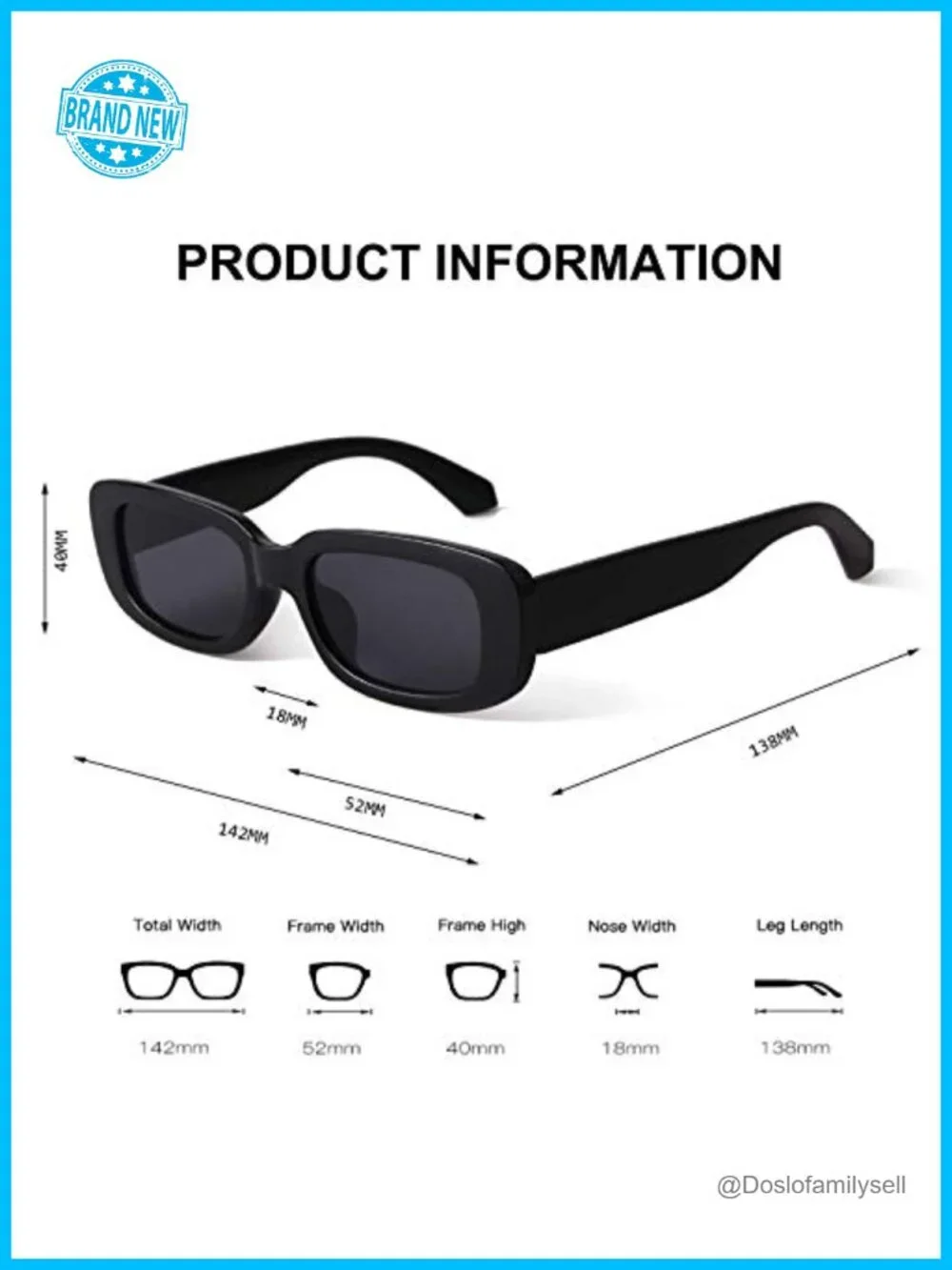 Retro Rectangle Sunglasses UV400 Protection Driving Glasses Narrow Square Frame